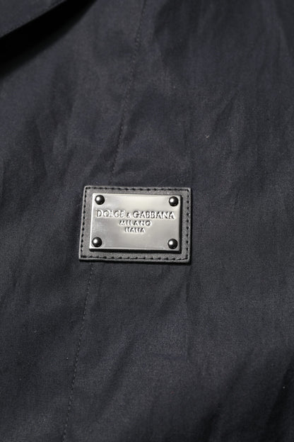 Black Short Sleeves Button Down Casual Shirt