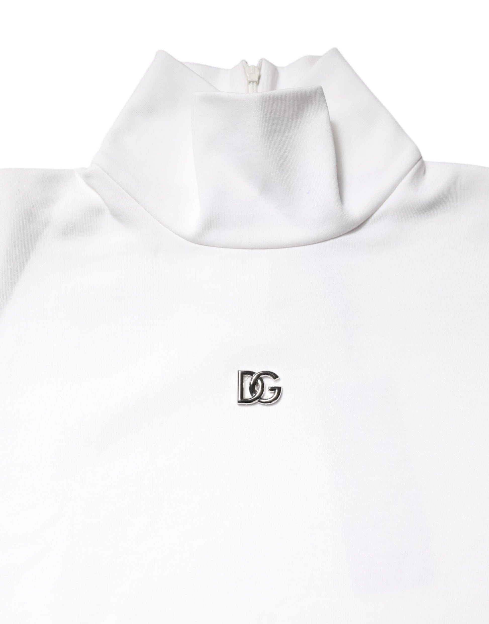 White Cotton Turtleneck DG Applique T-shirt