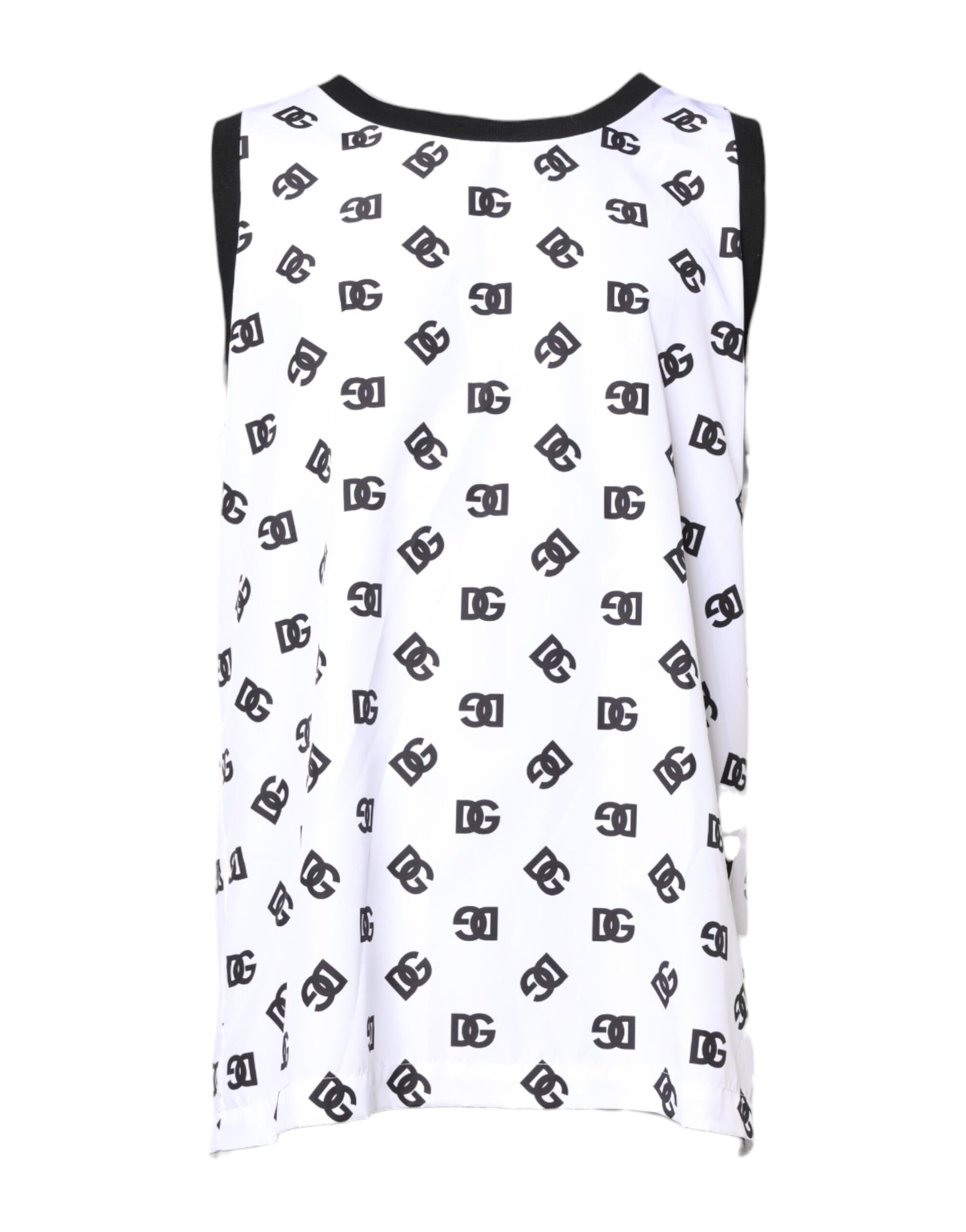 White Polyester Sleeveless DG Logo T-shirt