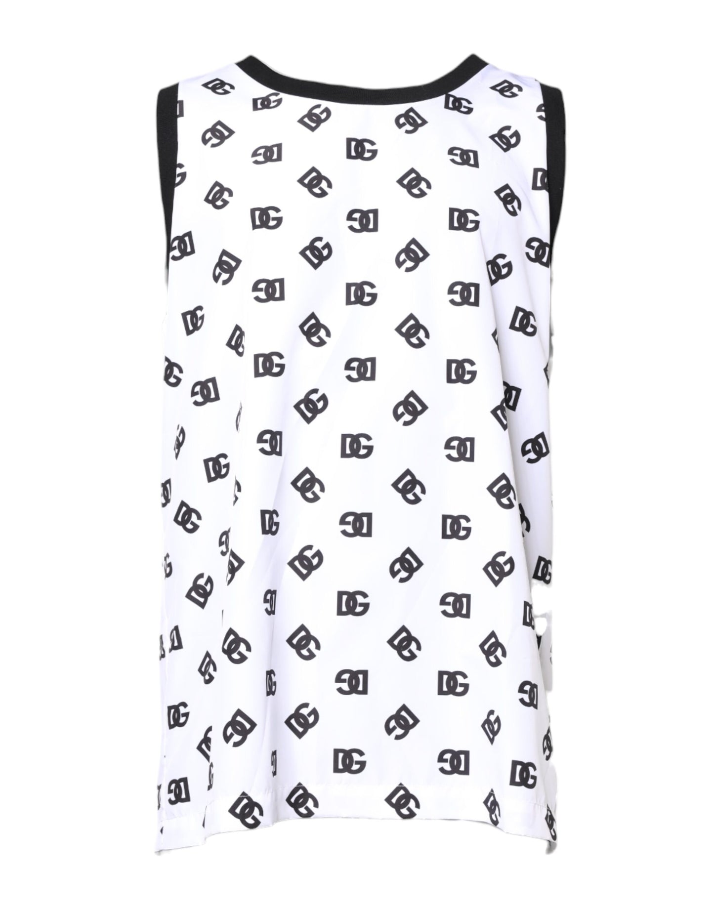 White Polyester Sleeveless DG Logo T-shirt