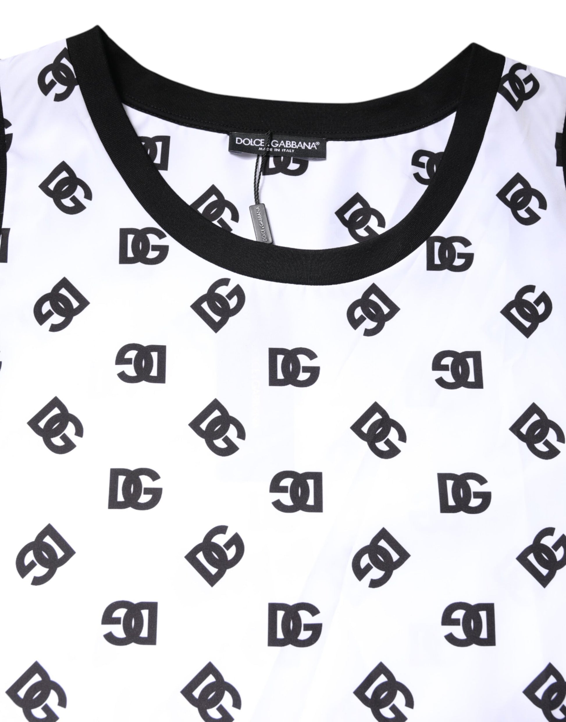 White Polyester Sleeveless DG Logo T-shirt