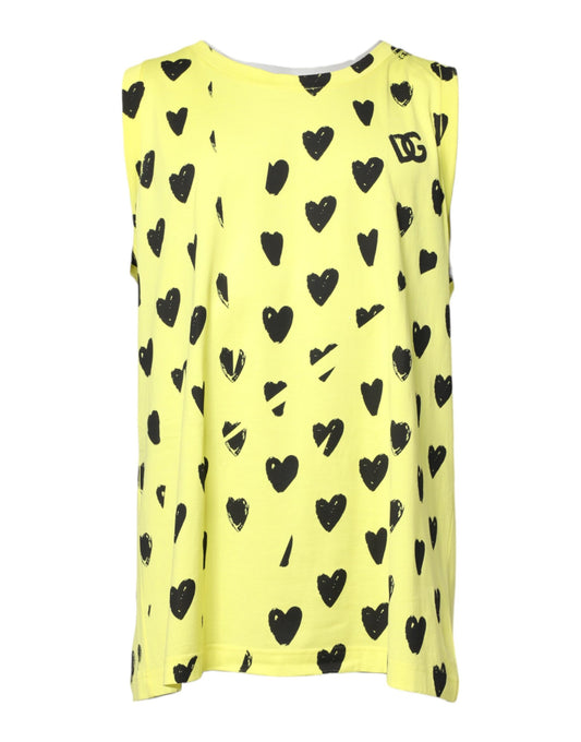 Yellow Cotton Sleeveless DG Heart T-shirt