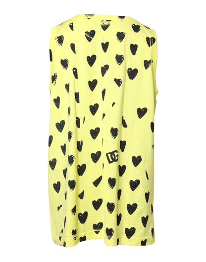 Yellow Cotton Sleeveless DG Heart T-shirt