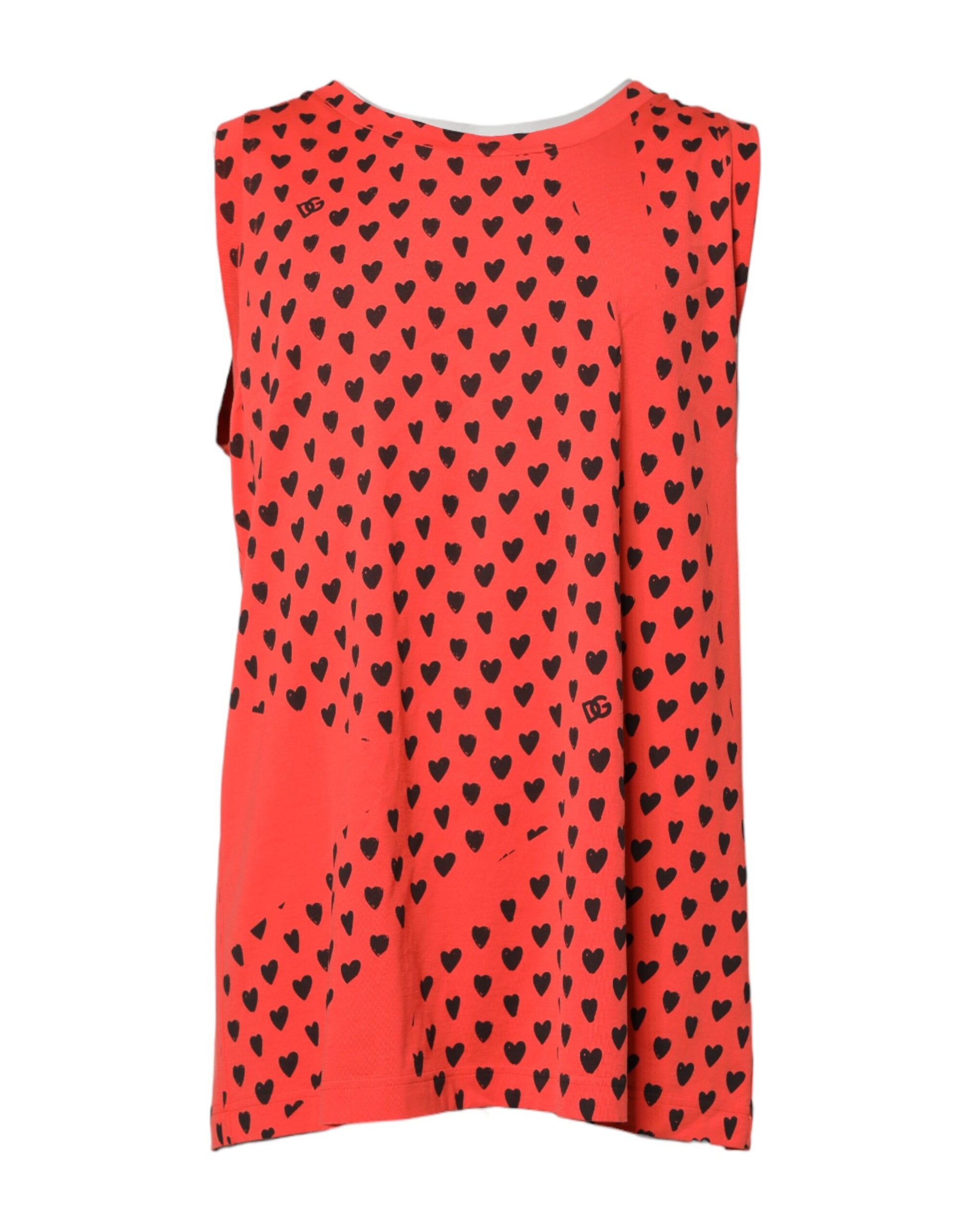 Red Cotton Sleeveless DG Heart Logo T-shirt