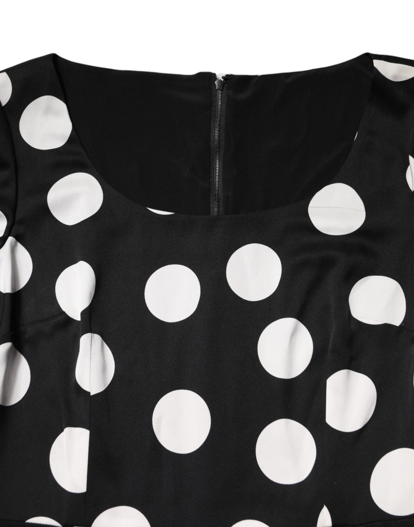 Black White Polka Dot Sheath Midi Dress