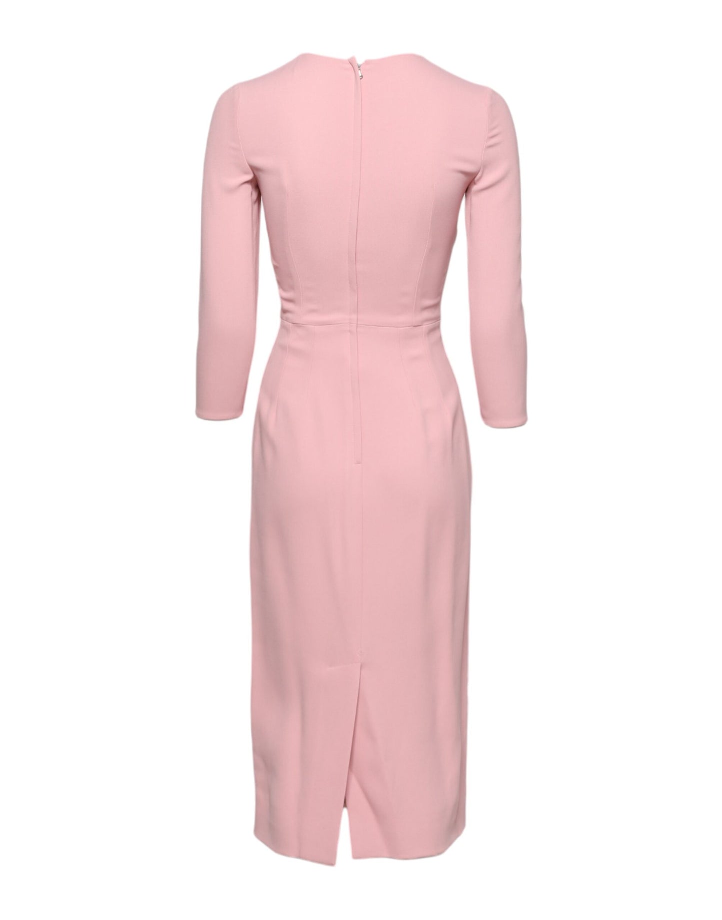 Pink Viscose 3/4 Sleeves Sheath Midi Dress