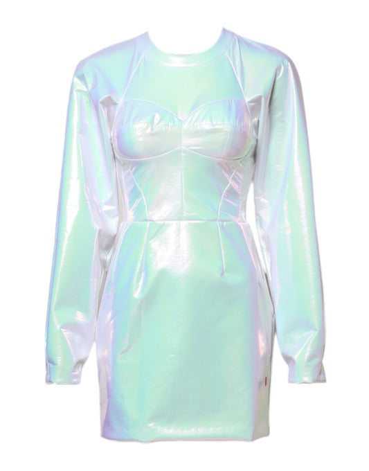 White Long Sleeves Bodycon Sheath Mini Dress