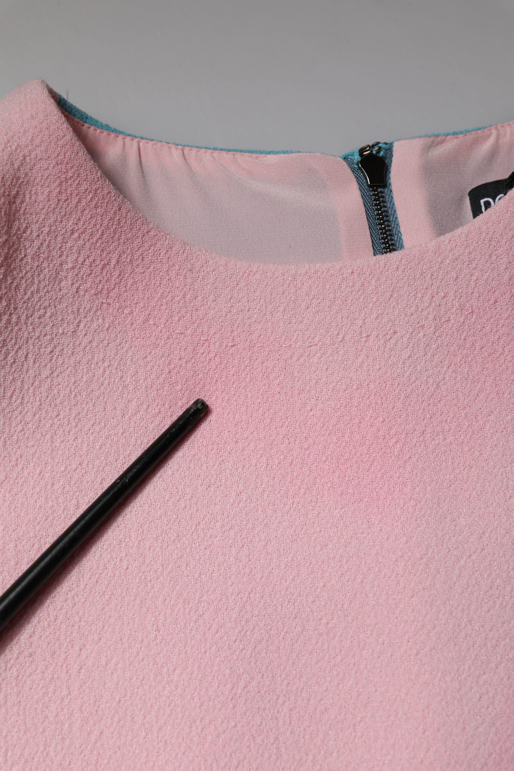 Pink Blue Wool Sleeveless Shift Mini Dress