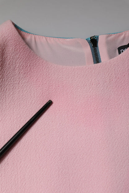 Pink Blue Wool Sleeveless Shift Mini Dress