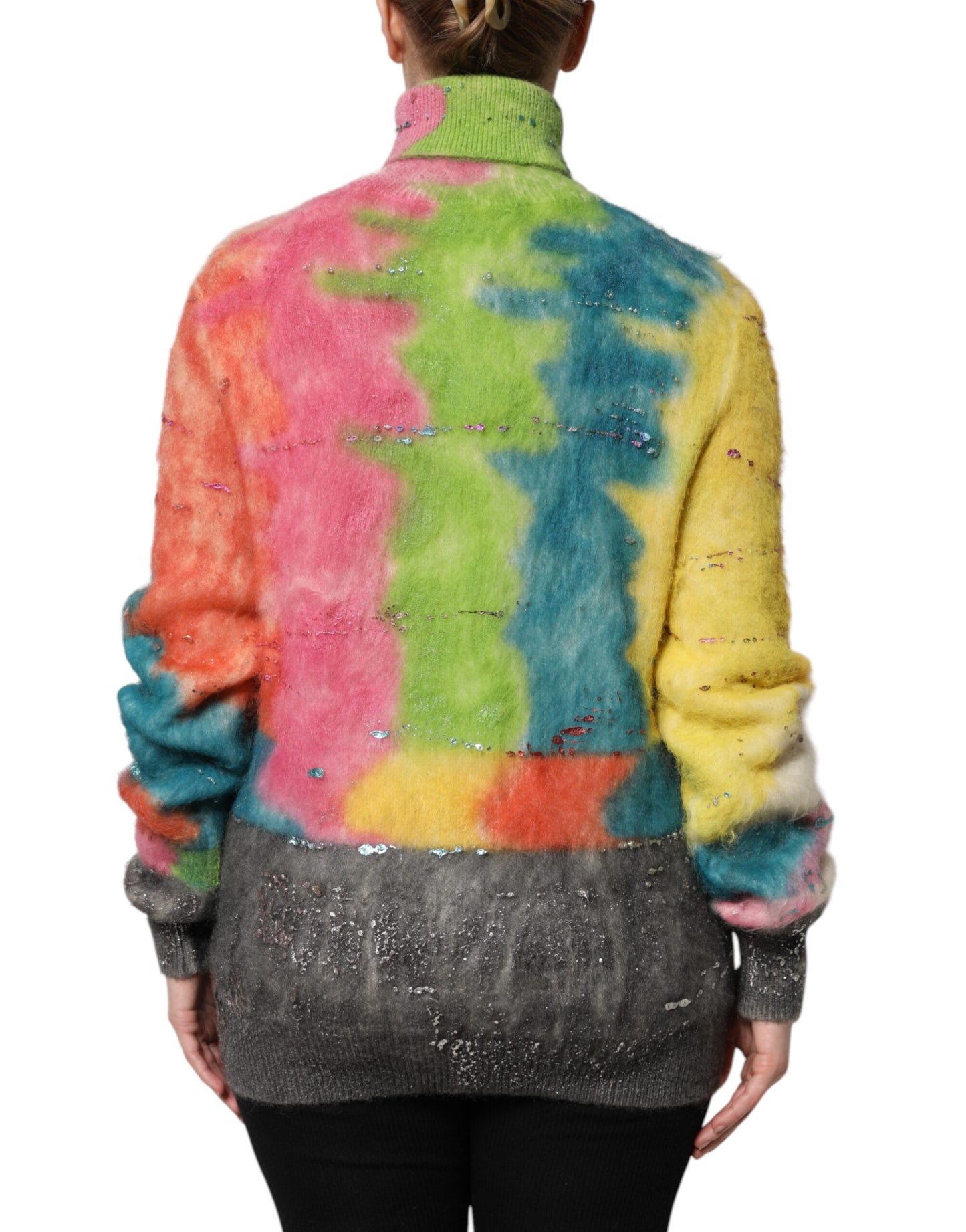 Multicolor Mohair Turtleneck Pullover Sweater