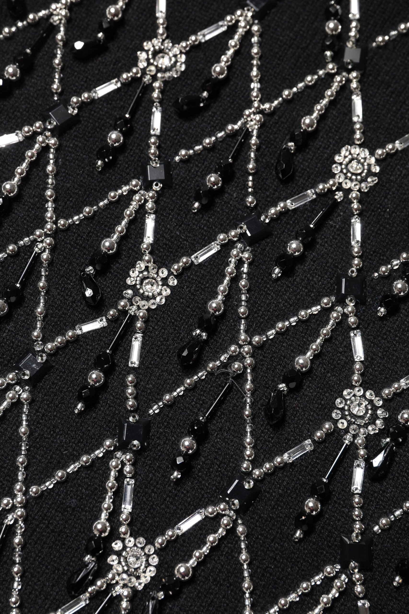 Black Cashmere Embellished Long Sleeves Top