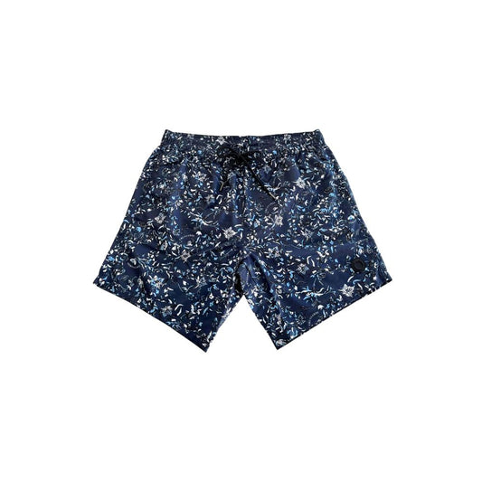 Blue Polyester Men Swim Shorts