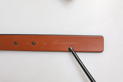 Brown Leather Gold Rectangle Buckle Belt