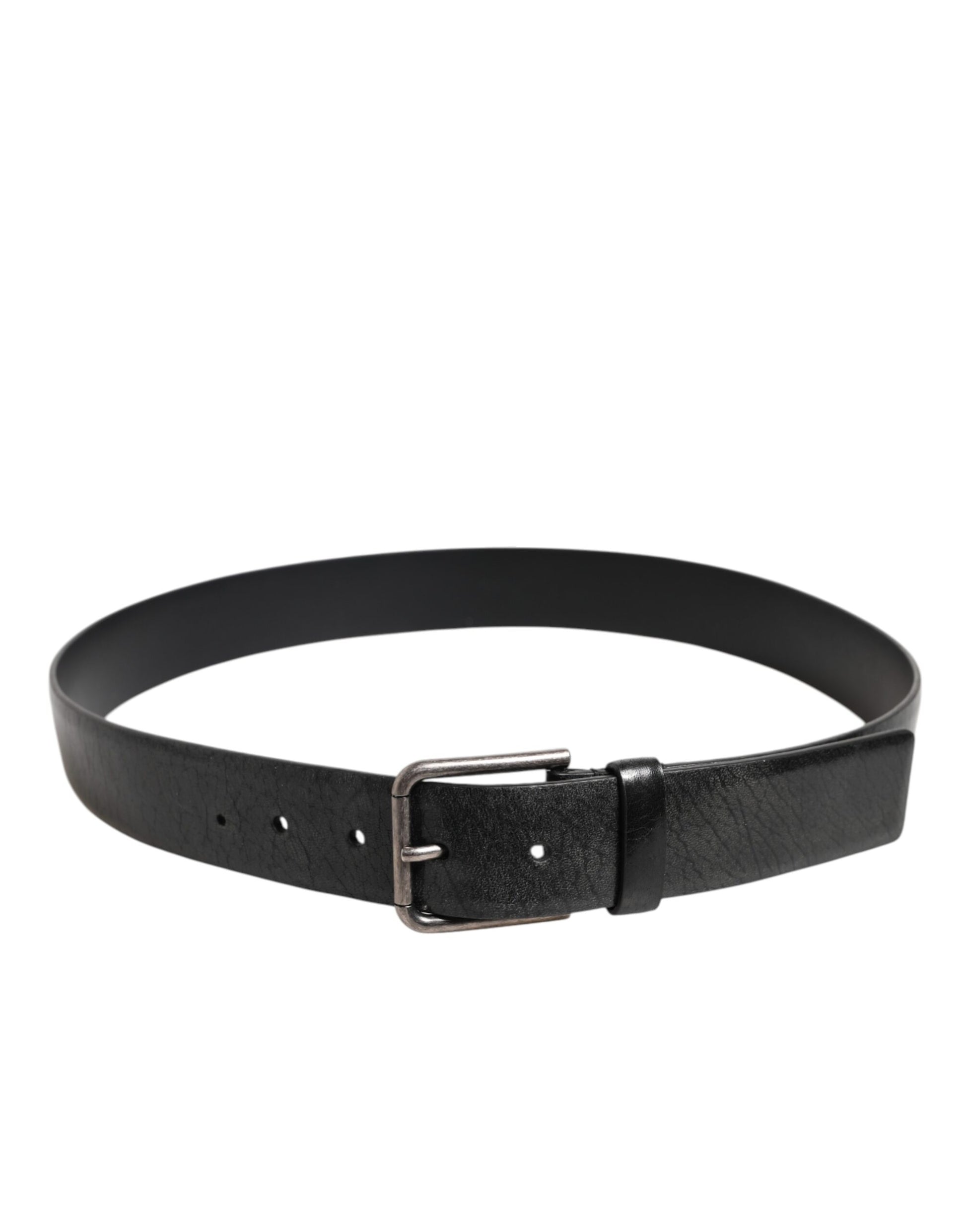 Black Classic Leather Metal Buckle Belt