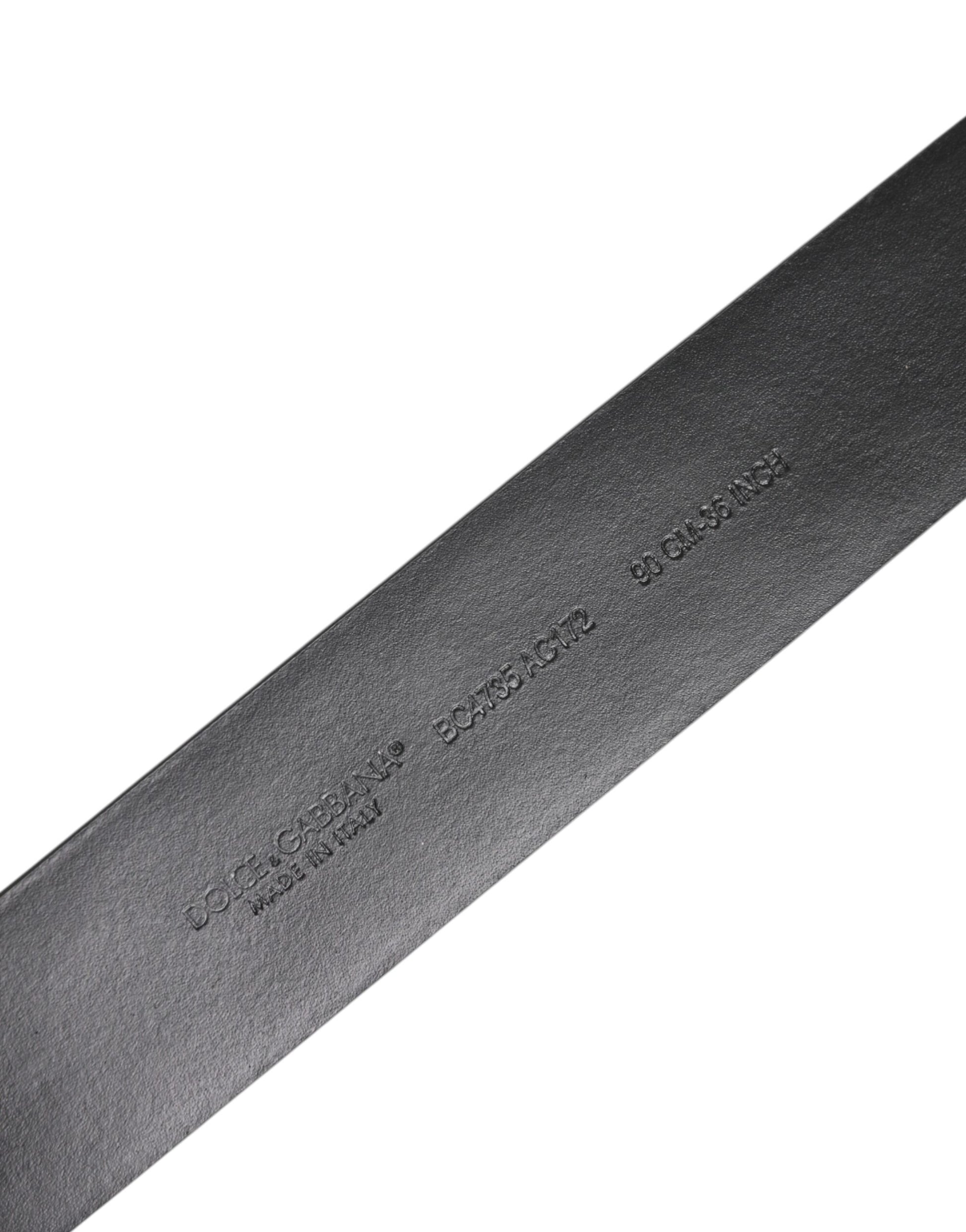 Black Calf Leather Studded Silver Buckle Belt