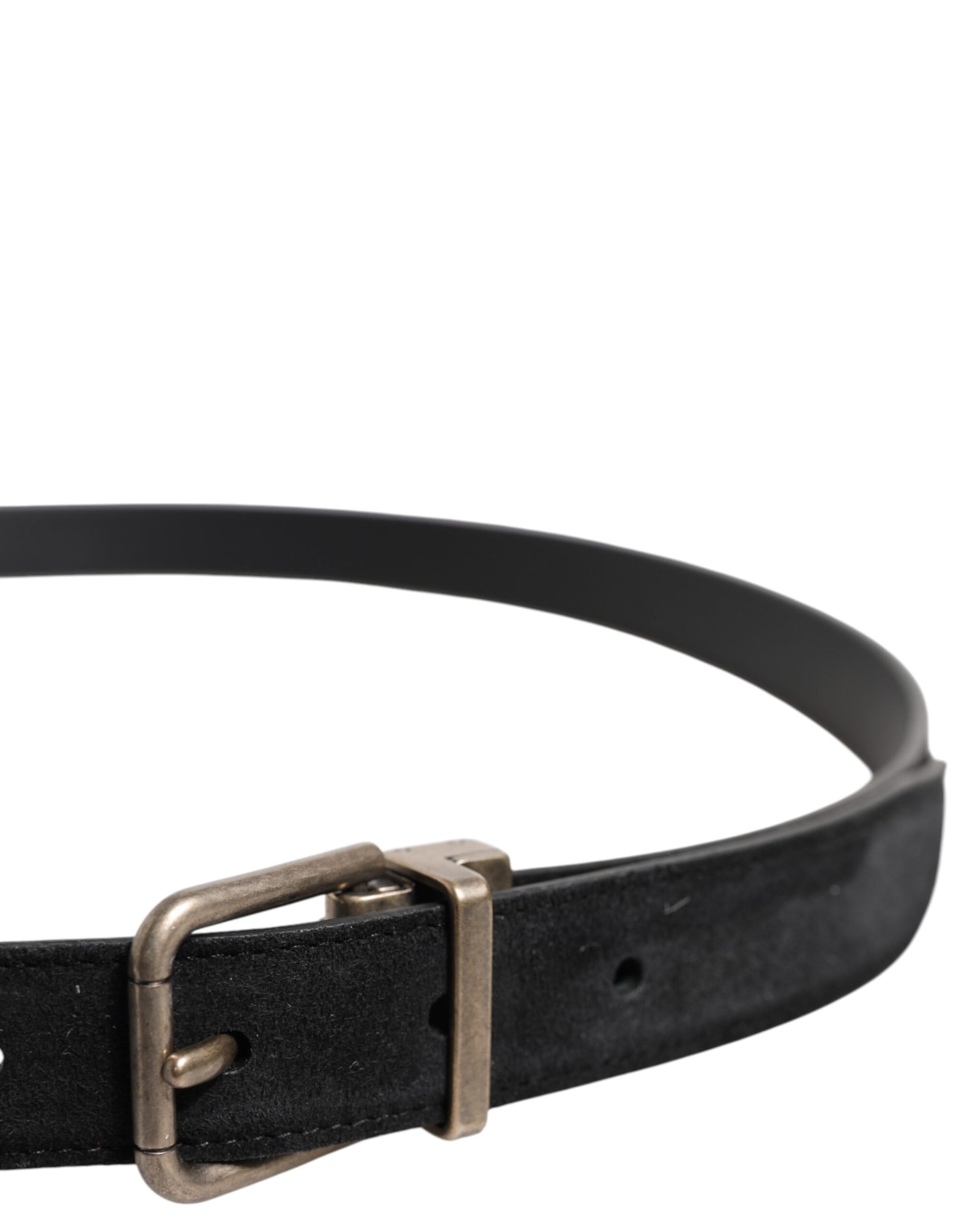 Black Calf Leather Classic Metal Buckle Belt