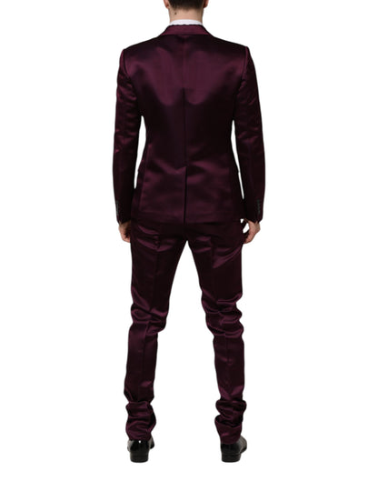 Dark Purple Silk 3Piece Single Breasted Suit