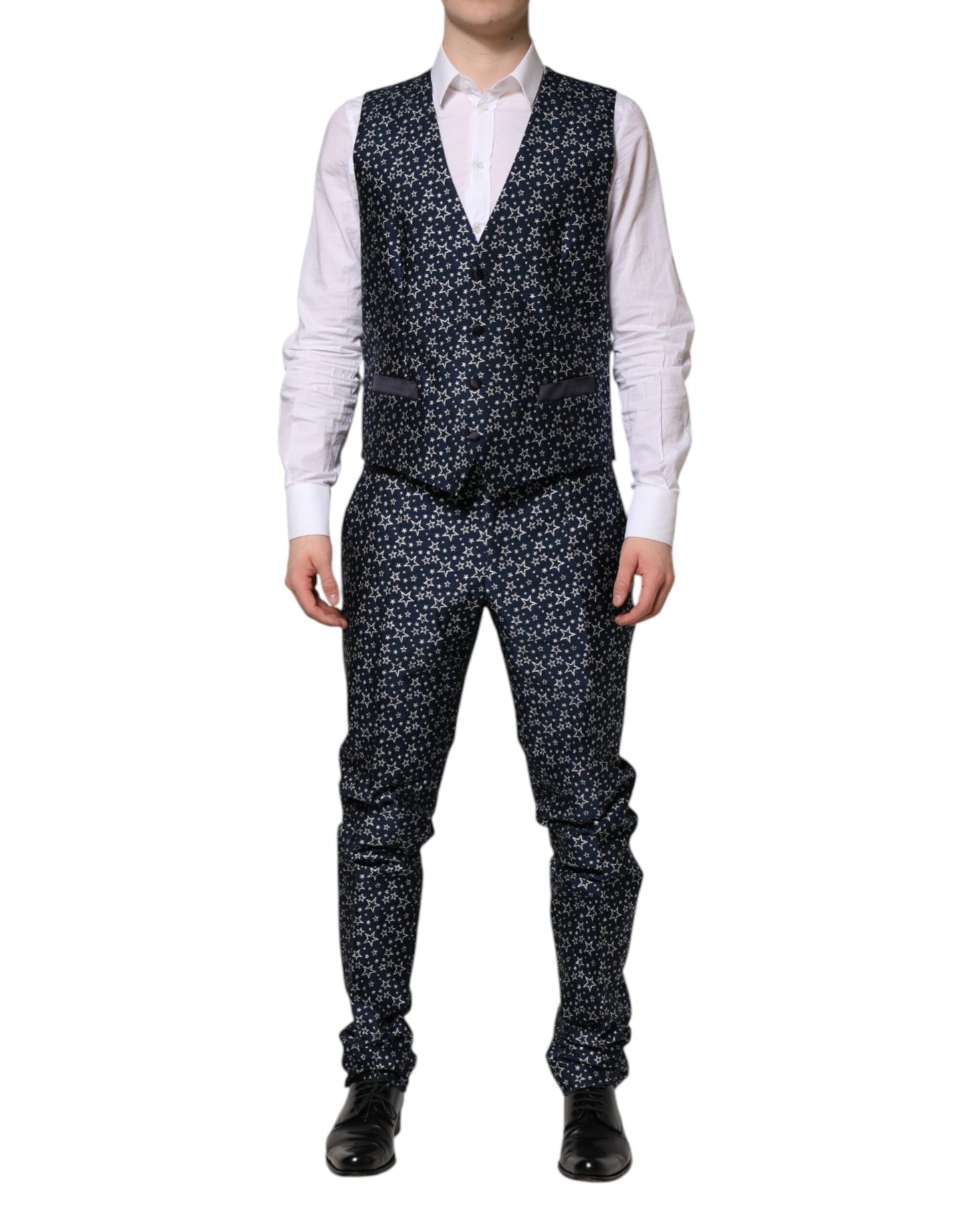 Blue MARTINI Star Jacquard 3 Piece Suit
