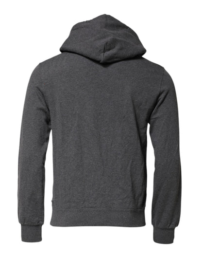 Gray Logo Patch Hooded Sweatshirt Sweater