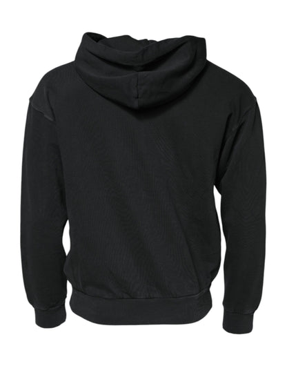 Black Logo Full Zip Hooded Men Sweatshirt Sweater
