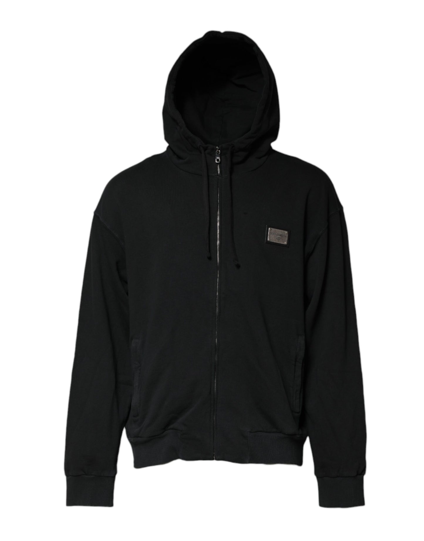 Black Logo Full Zip Hooded Men Sweatshirt Sweater