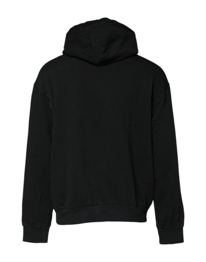 Black Logo Full Zip Hooded Men Sweatshirt Sweater