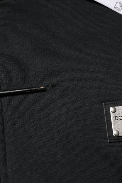 Black Logo Full Zip Hooded Men Sweatshirt Sweater