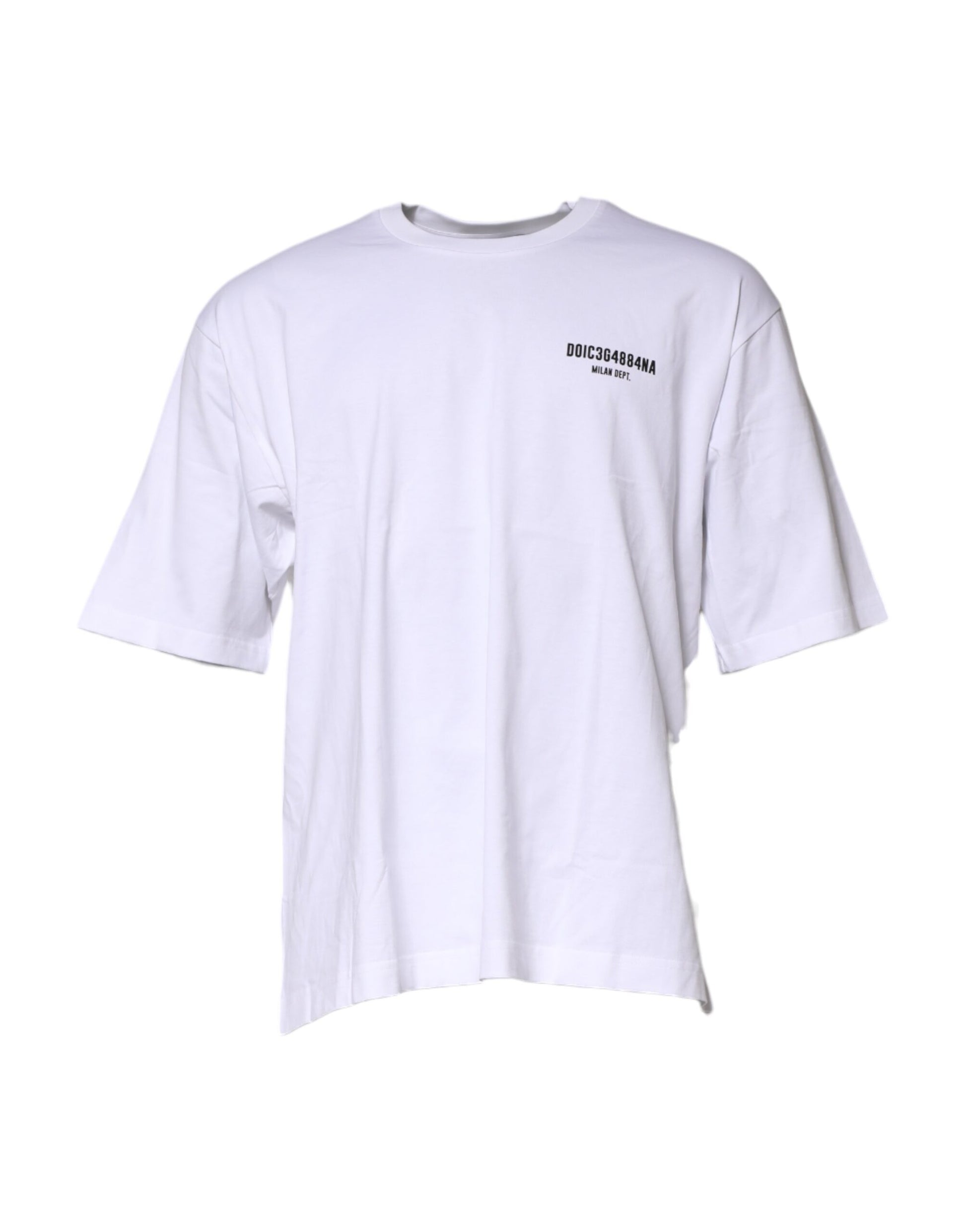 White Cotton Logo Print Crew Neck T-shirt