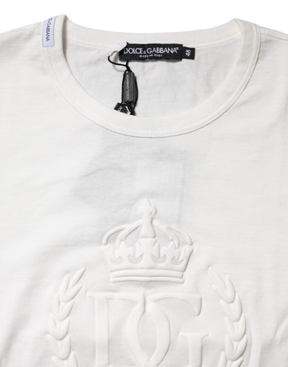 White Cotton DG Crown Embossed T-shirt
