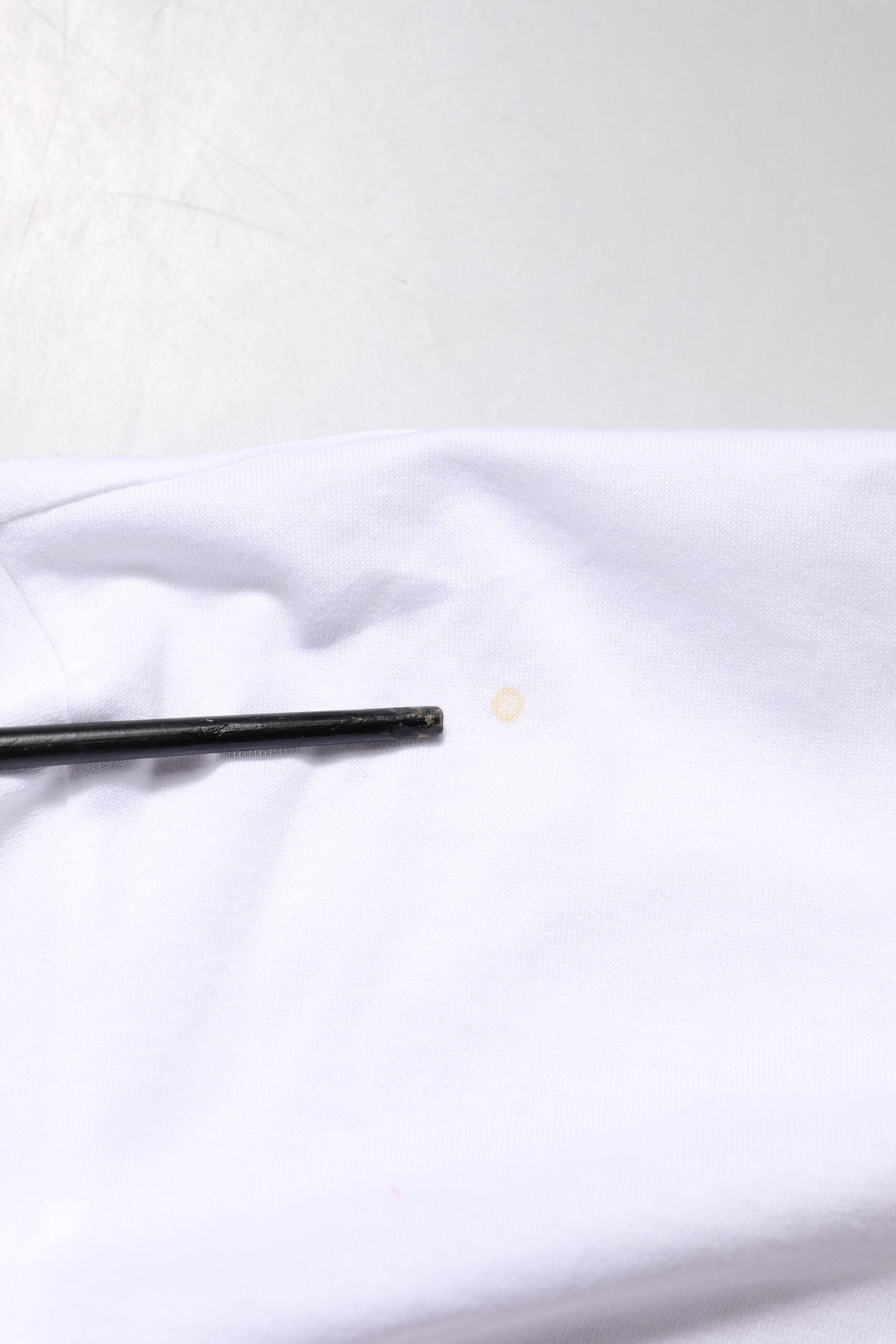 White Logo Embroidery Round Neck T-shirt