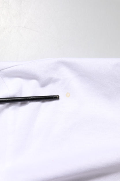 White Logo Embroidery Round Neck T-shirt