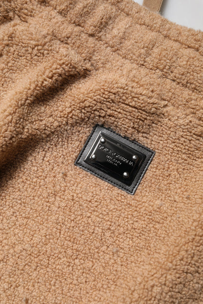 Brown Logo Plaque Sweatpants Straight Pants