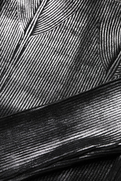 Black Viscose Long Sleeves Fitted Blouse Top