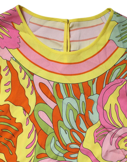 Multicolor Floral Round Neck Sleeveless Top