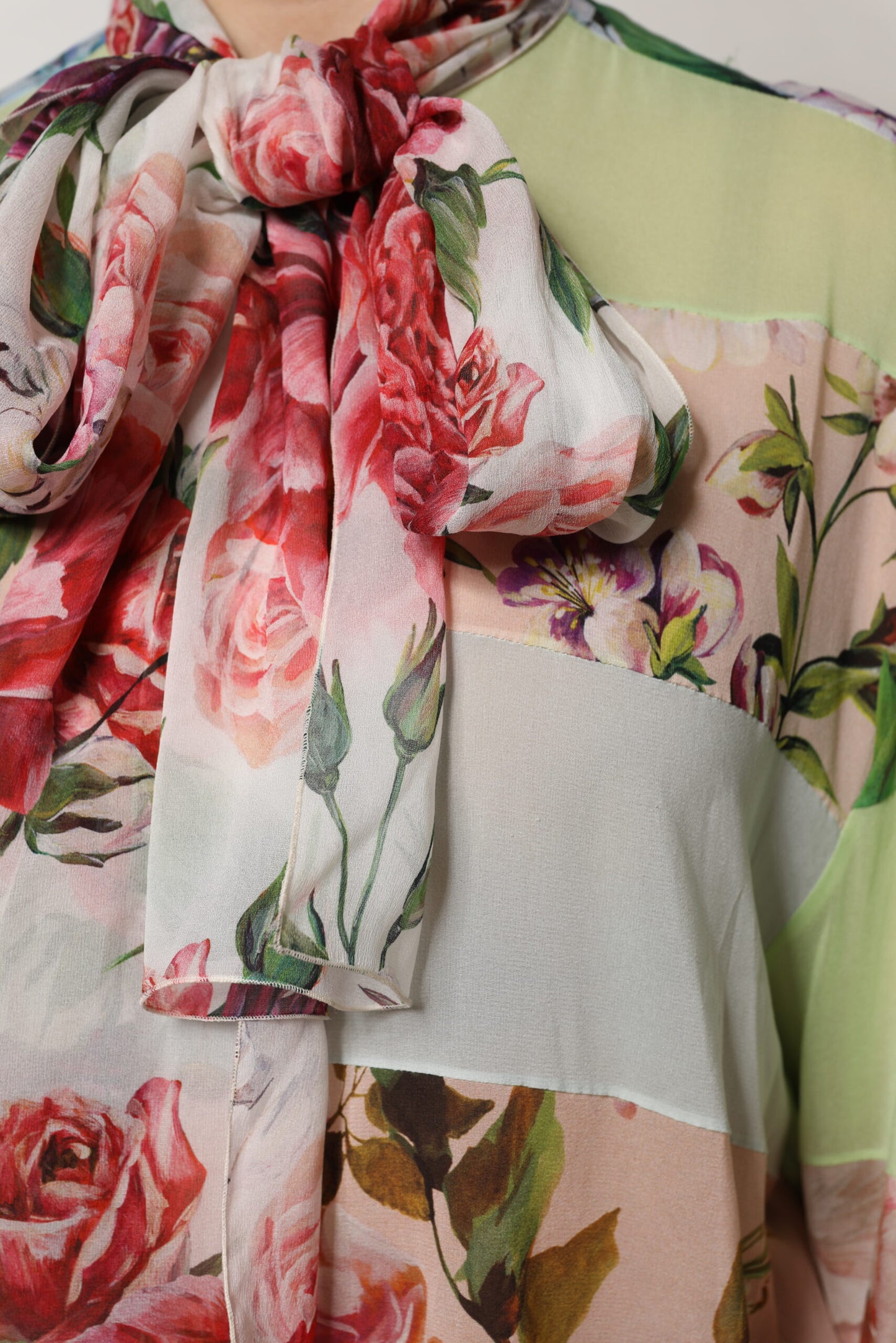 Multicolor Floral Patchwork Long Sleeves Top