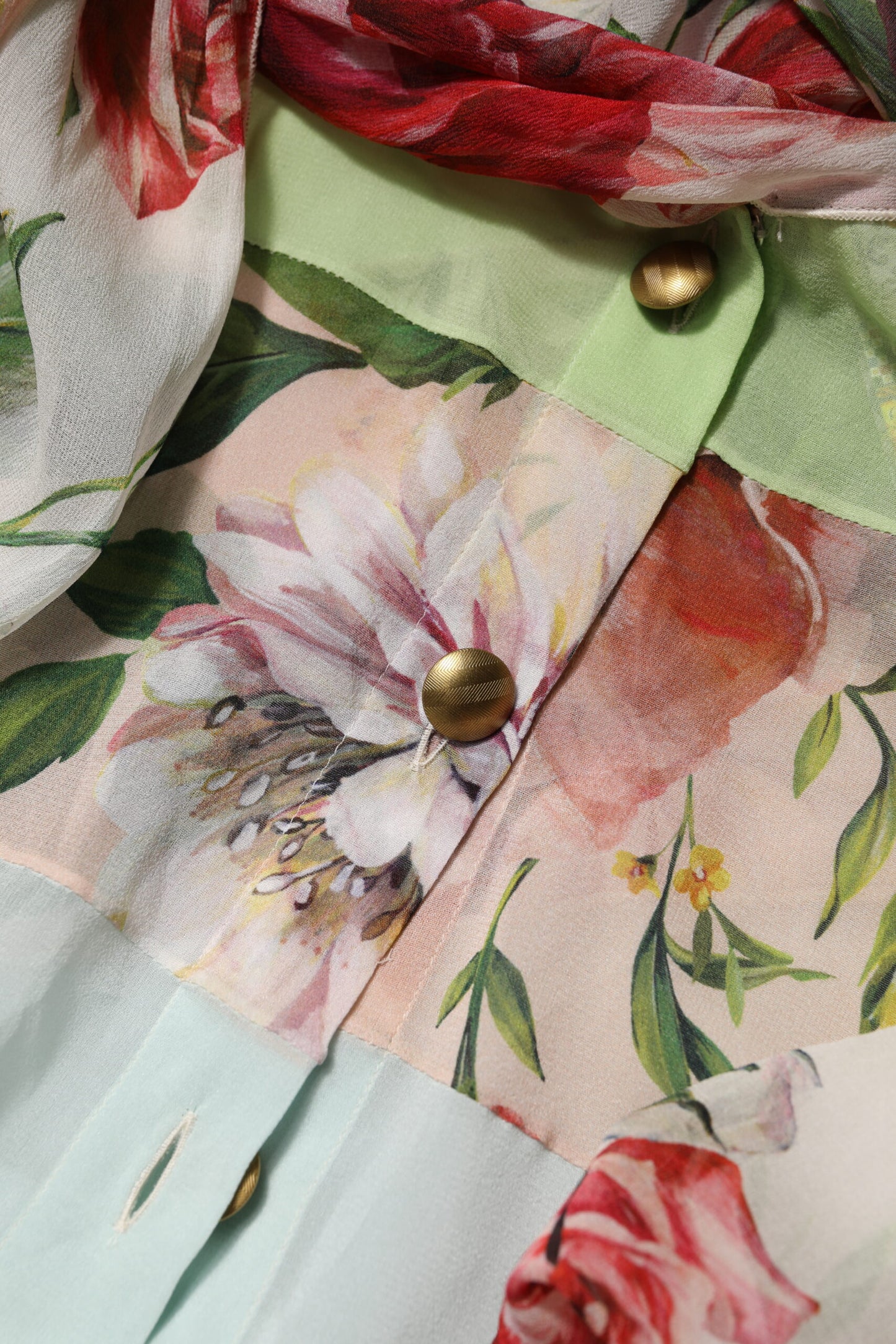 Multicolor Floral Patchwork Long Sleeves Top