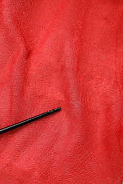 Red Tulle Turtleneck Long Sleeve Blouse Top