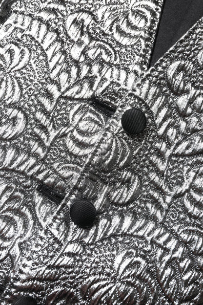 Silver Floral Jacquard Sleeveless Vest Top