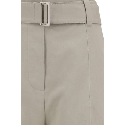 Cream Cotton Casual Pants