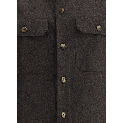 Brown Fleece Wool Pattern Shirt