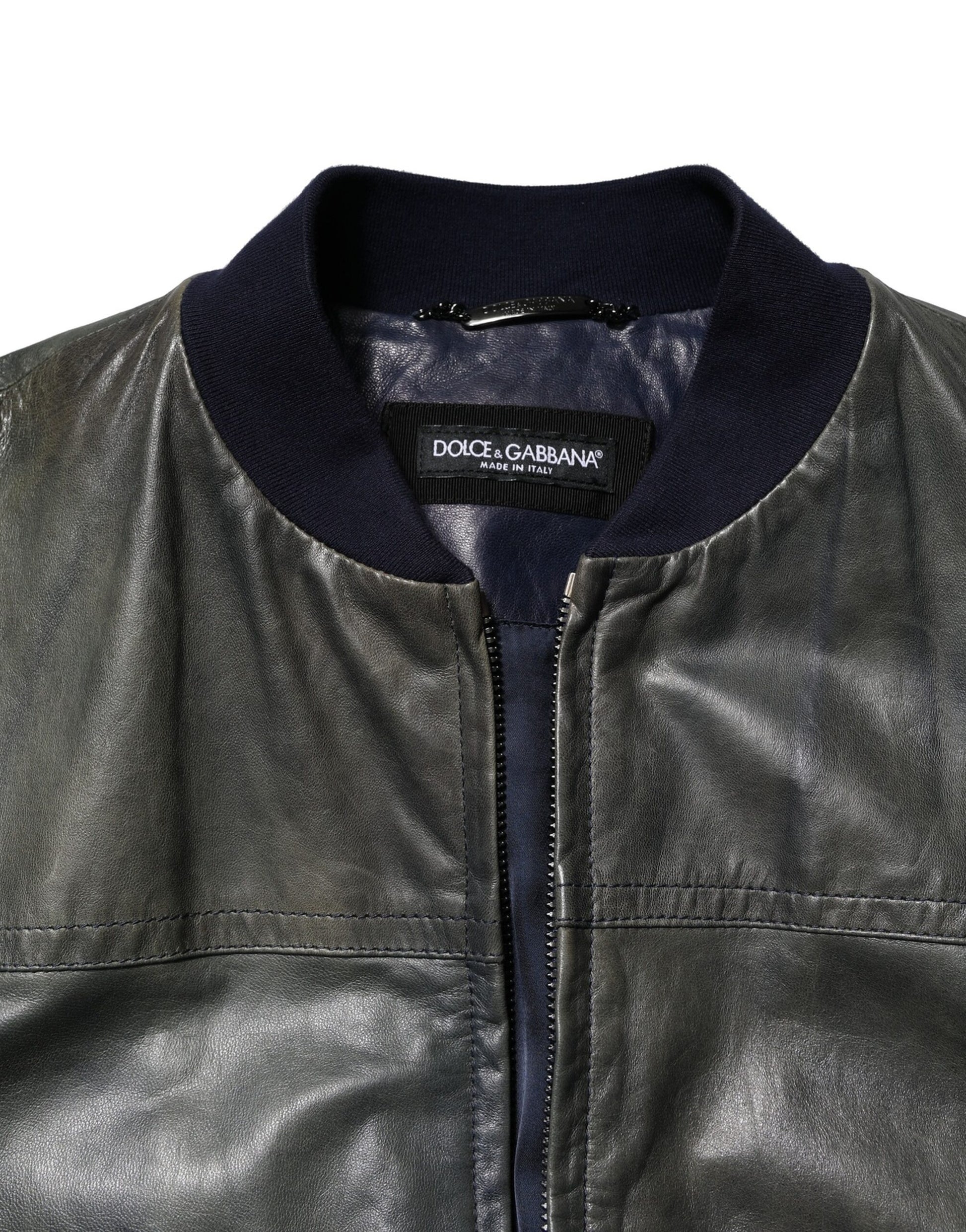 Black Lambskin Leather Biker Full Zip Jacket