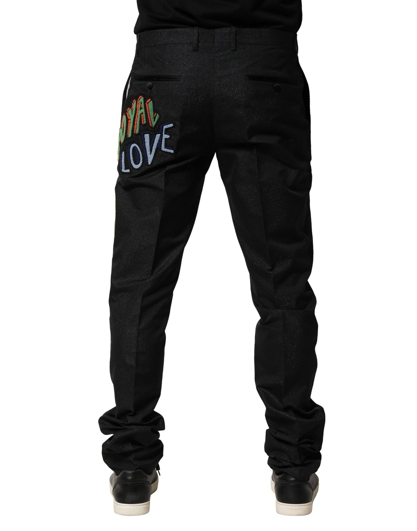 Black Graphic Embroidery Men Pants