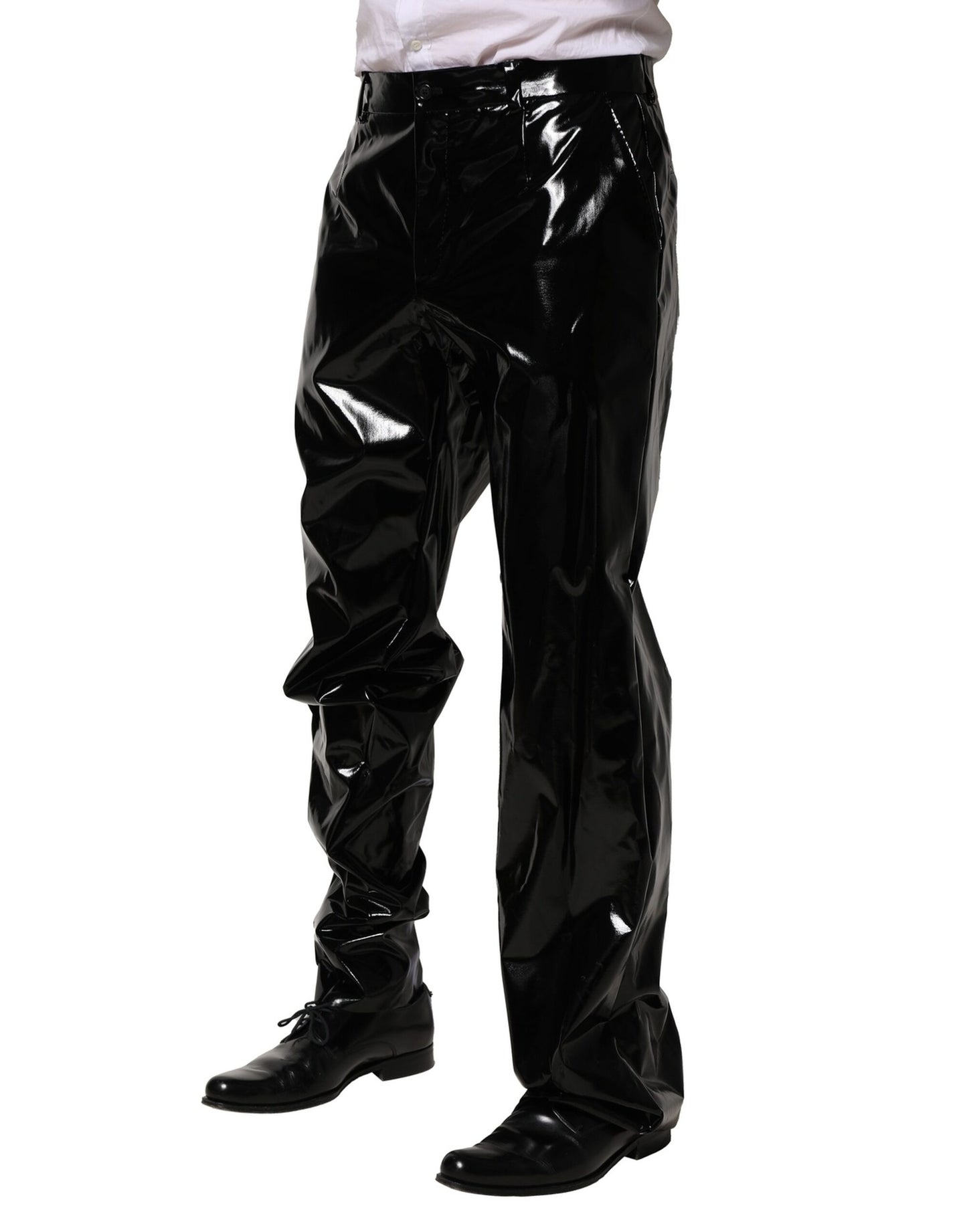 Black Nylon Straight Men Pants