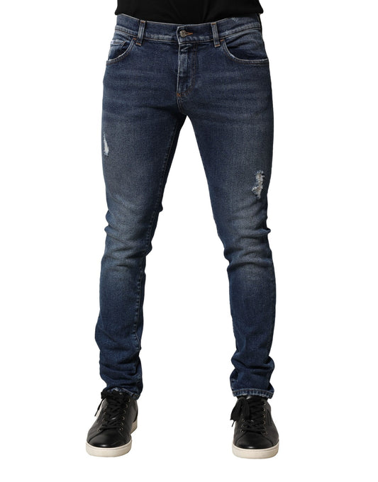 Blue Washed Skinny Cotton Denim Jeans