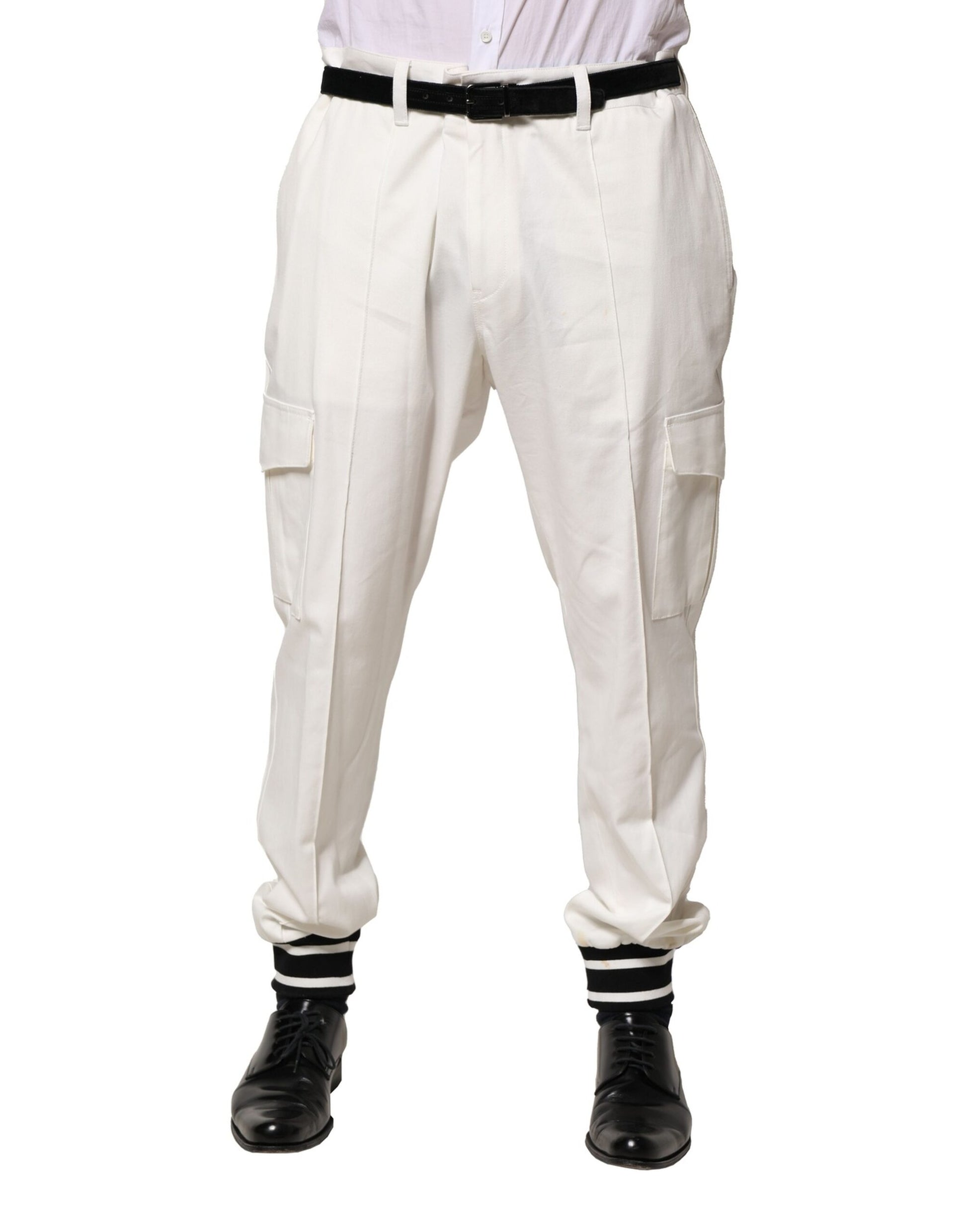 White Cotton Cargo Jogger Men Pants
