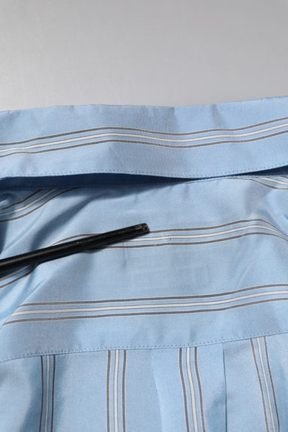 Light Blue MARTINI Striped Formal Dress Shirt