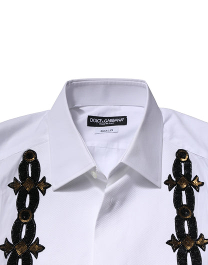 White GOLD Embellished Formal Men Dress Shirt