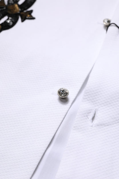 White GOLD Embellished Formal Men Dress Shirt