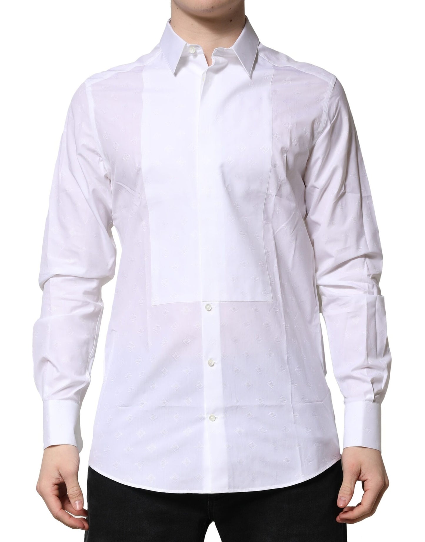 White Bib Cotton Poplin GOLD Men Formal Shirt