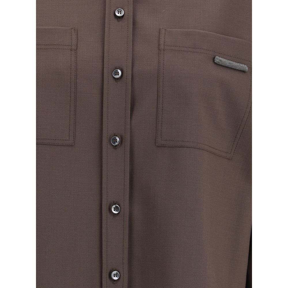Brown Fleece Wool Shirt
